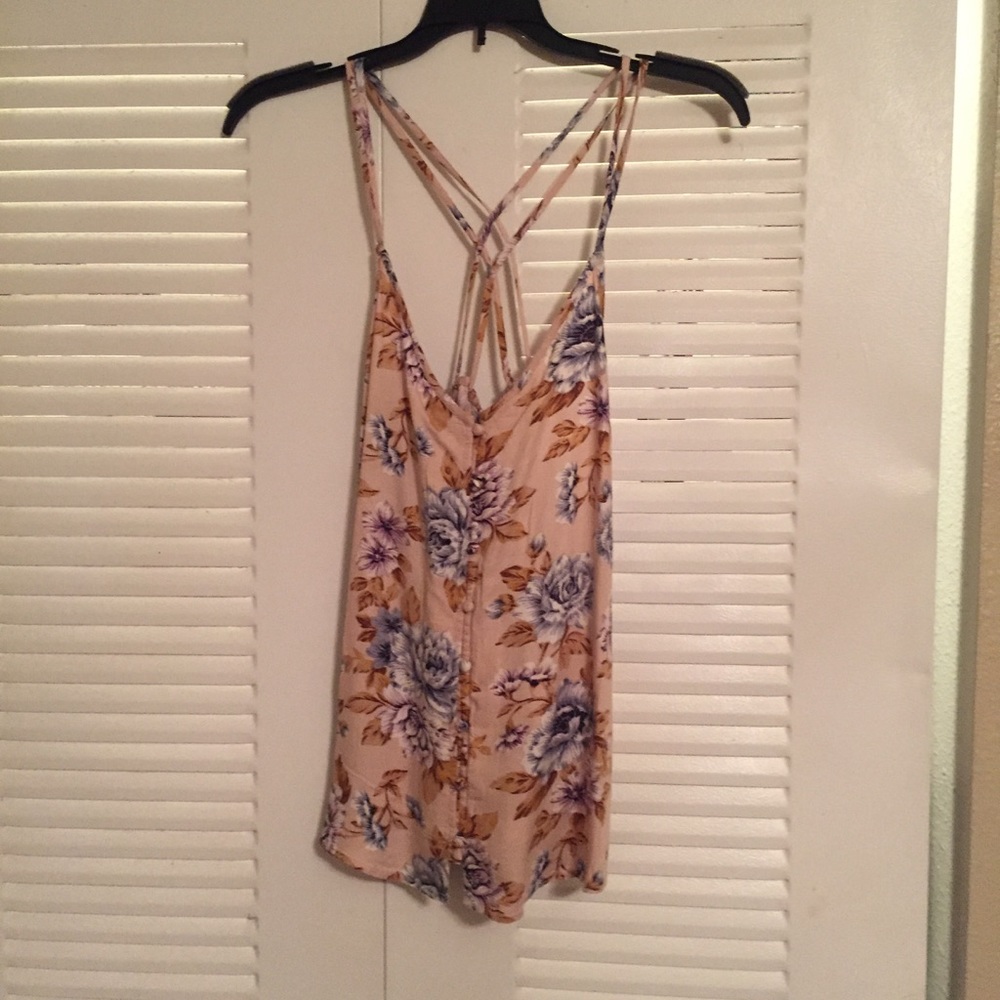 American Eagle floral button front tank top